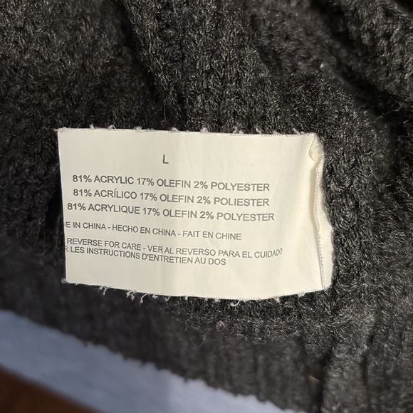 Women’s Nine West Size L Short Sleeve Large Knit Oversized Collar Gray Sweater - Picture 6 of 6